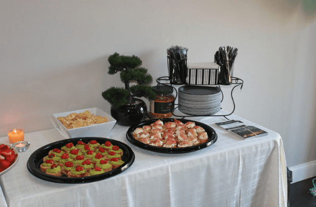 Table with Finger Food and Chips for Opening Event