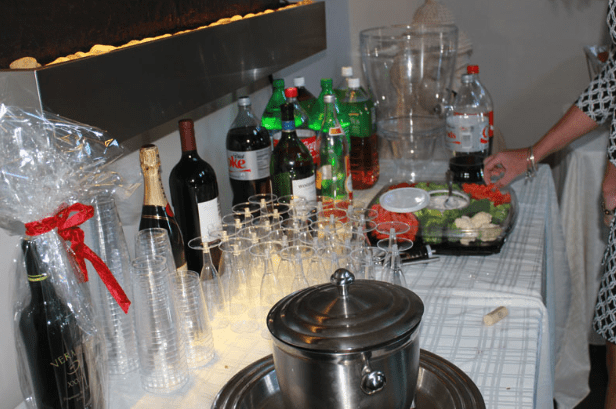Drink Table Set Up with Soda, Wine and Champagne