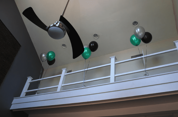 Ceiling Shot of Fan and Balloons for Opening Event